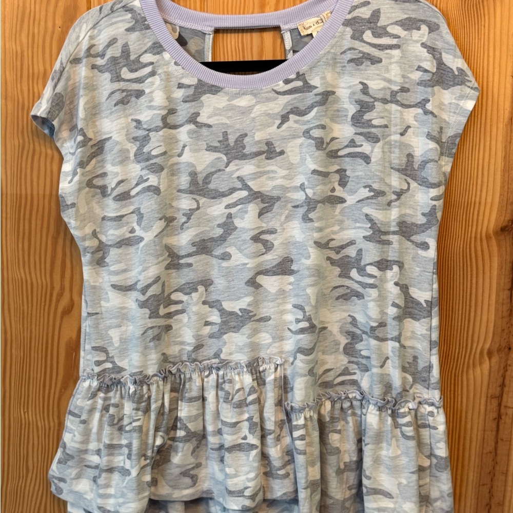 Hem & Thread Kids Blue Camouflage Top